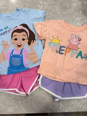 Ms. Rachel & Peppa Pig Toddler Girl Outfit Lot 2 Sets 3T 4T Summer Shorts